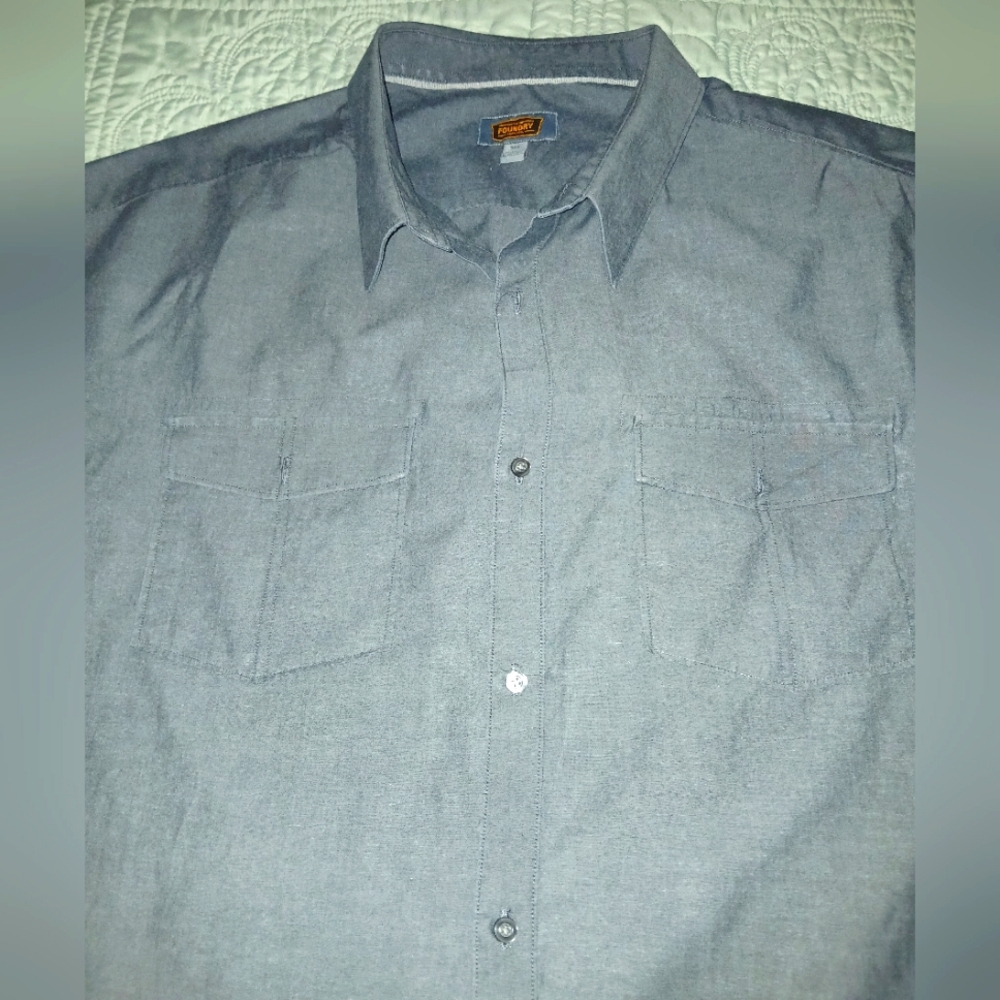 Foundry Supply Co Men's Casual Gray Button-Down Shirt Sz 5XL